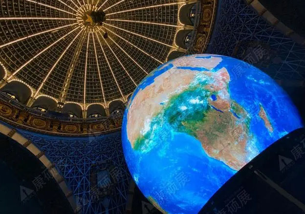 Apexls diameter 16.3 meters LED sphere screen appeared in Moscow Space Museum